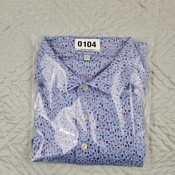 Peter Millar Shirt Mens L Summer Comfort Geometric Polo Golf Cocktails Party - Picture 9 of 9